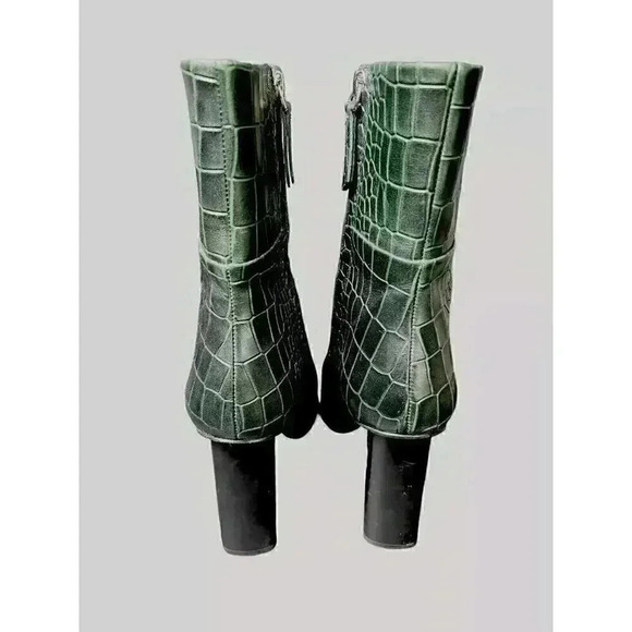 Paige Kaylee Boot womens 9 green crocodile embossed print side zip bootie $398 - Picture 3 of 10